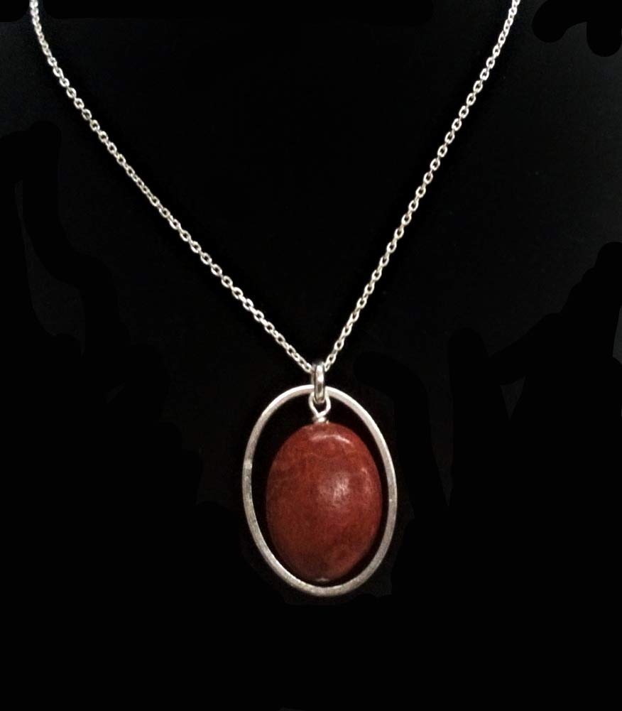Collana con ciondolo a forma di corallo e argento Sterling, lunghezza totale 42,5 cm, catena modello Forzata, confezione regalo