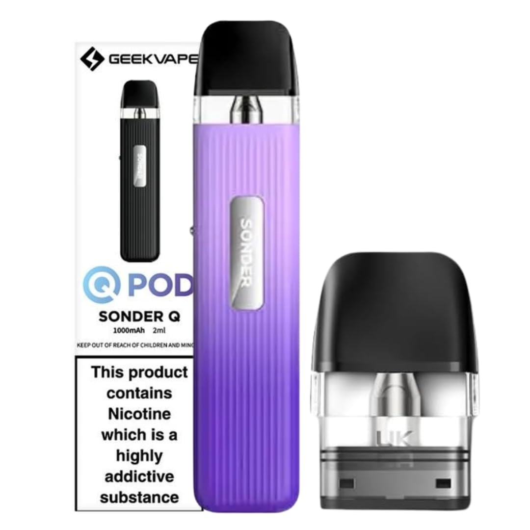 Geekvape Sonder Q Vape Kit [Violet Purple] - Available in 15 colours - Type-C Fast Charge, 1000mAh Battery, 20W Output, 3-Colour Light - Compatible with Geekvape Q Pods - No Nicotine