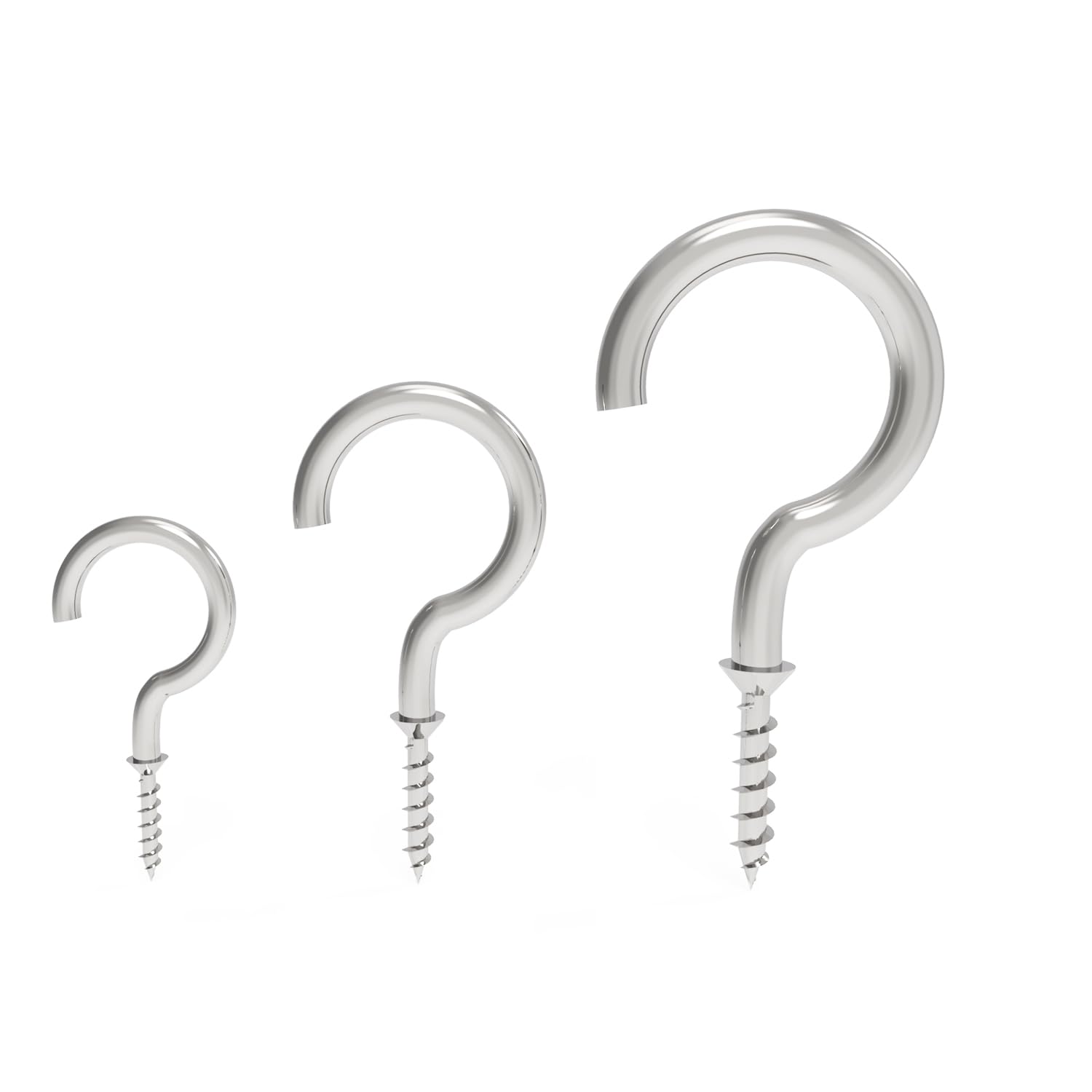 60 Pcs Screw in Hooks - 3 Sizes (1-1/4 inch, 1-1/2 inch, 1 inch) - Versatile Hooks for Hanging Cup, Mug, Utensils, Lights, Wreaths, Plants and More, Screw in Hooks Idea for Indoor & Outdoor