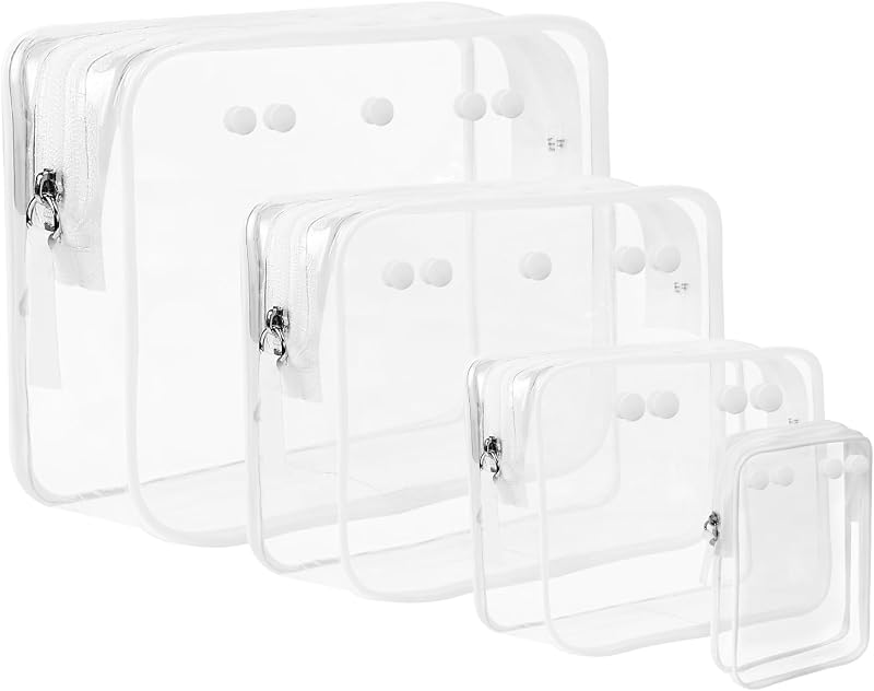 DABASHAN Kit com 4 necessaires transparentes impermeáveis para cosméticos, modelo BASHAN101