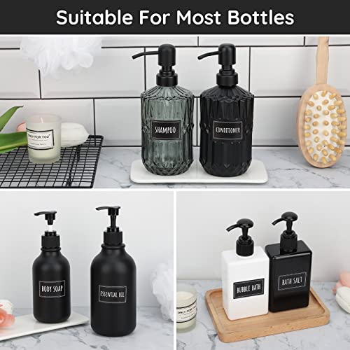 Image of Segbeauty 36PCS Black Waterproof Labels, Self-Adhesive Bathroom Labels for Organizing, Removable Printed Shampoo Conditioner Body Soap Bath Salt Essential Oil Label Stickers for Plastic Glass Bottles