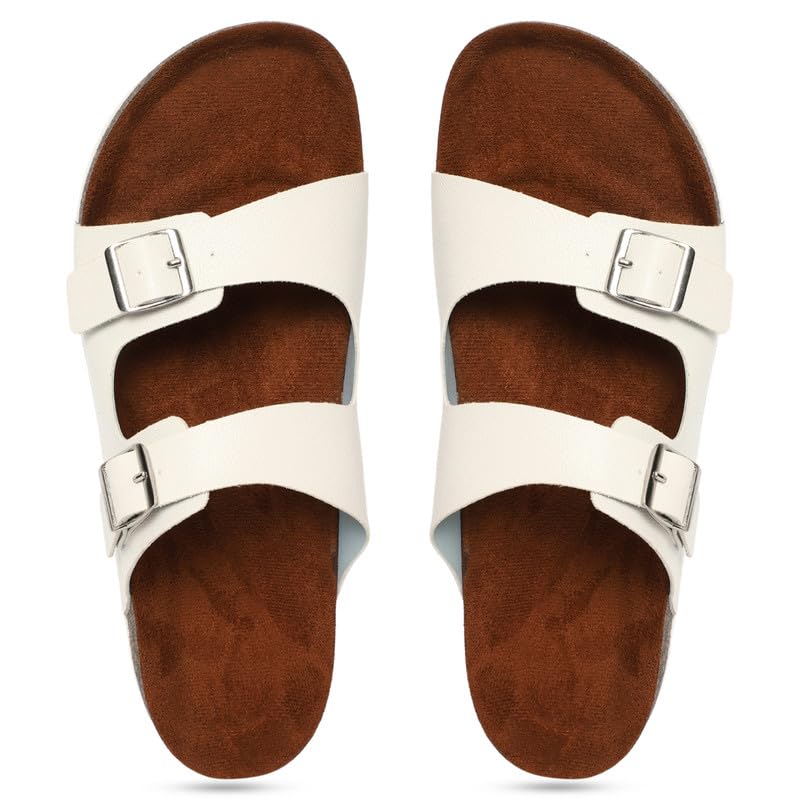 MOZAFIA Synthetic Leather Comfortable Stylish with Open-Toe Casual Compass White Solid Flat Sandals for Womens (B0CQD1RMWM) Amazon Price History, Amazon Price Tracker