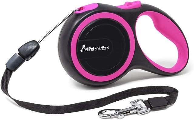 AllPetSolutions Retractable Dog Lead Extending Leash Cord 5m Long Max 25kg (Pink)