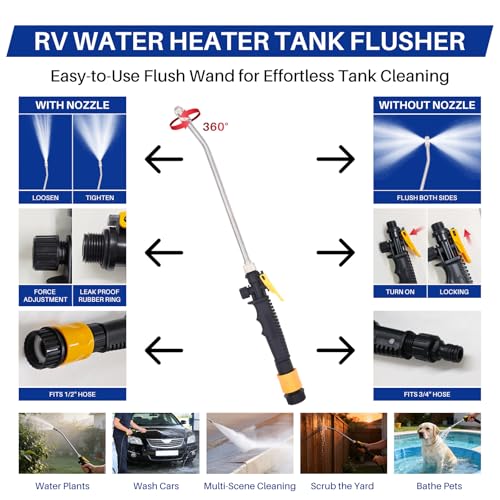Image of 5 IN 1 RV Water Heater Anode Rod & Element & Flush Wand Repair Kit | For Suburban Includes 9.25 X 3 /4 in Npt Anode Rod, 520900 Heating Element, Flush Wand, Dual Hex Wrench and Thread-Seal Tape