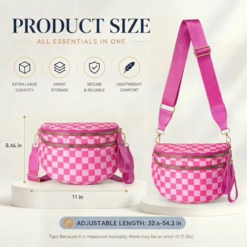 Image of Womens Crossbody Bag, Spacious Nylon Bum Bag Trendy Shoulder Purse with Adjustable Strap Zipped Travel Essentials