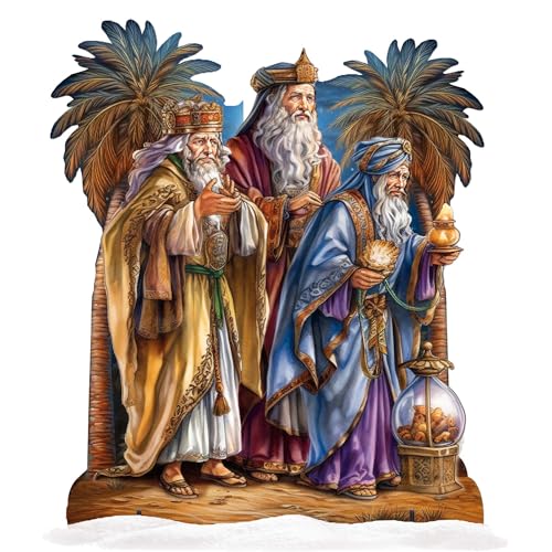 32-Inch Three Wise Men Outdoor Handcrafted Wooden Decor...