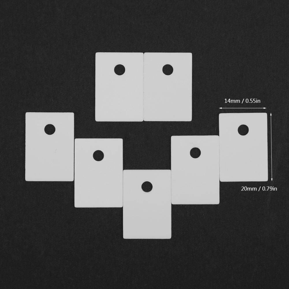 ViaGasaFamido Feuille Isolante Céramique TO-220 100 Pièces 14x20x1mm Haute Résistance Électrique et Excellente Conductivité Thermique pour Transistors MOSFET IGBT Trou 3.2mm