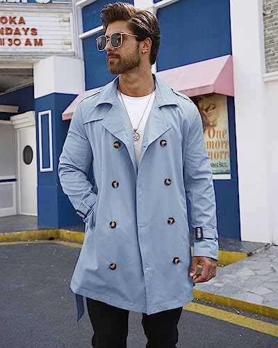 Mens light blue trench coat Clearance