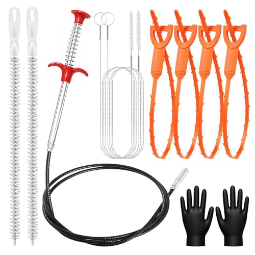 JOYUMY 10PCS Drain Snake Kit, 63" Heavy Duty Plumbing Auger,