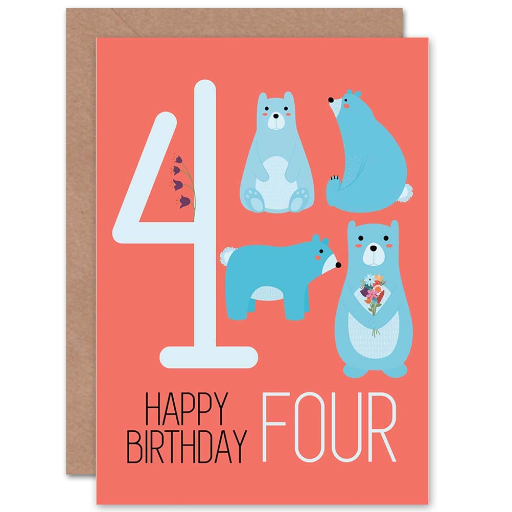 Wee Blue Coo CARD BIRTHDAY KIDS FOUR 4 BEARS GIFT