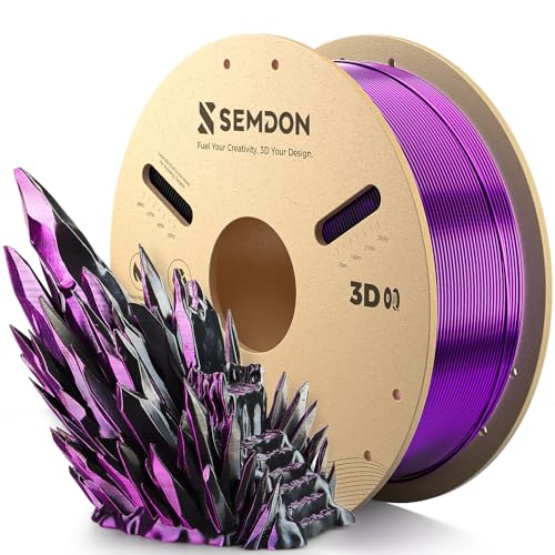 Image of Dual-Color Silk PLA Filament, Metallic Black-Purple Gradient PLA, ±0.02mm Accuracy, 1.75mm PLA 3D Printing Filament for Christmas Decor,Cosplay,DIY,1KG(2.2lbs) Spool