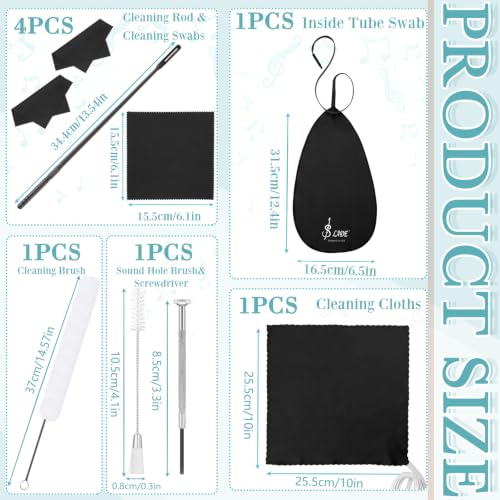 Image of Vesici 40 Pcs Flute Cleaning Kit, Flute Care Accessories Set,Black | Portable Music Accessory Organization with Cleaning Rod, Swab, Brush, Grease, Case, Thumb Rest Cushion for Flute Maintenance