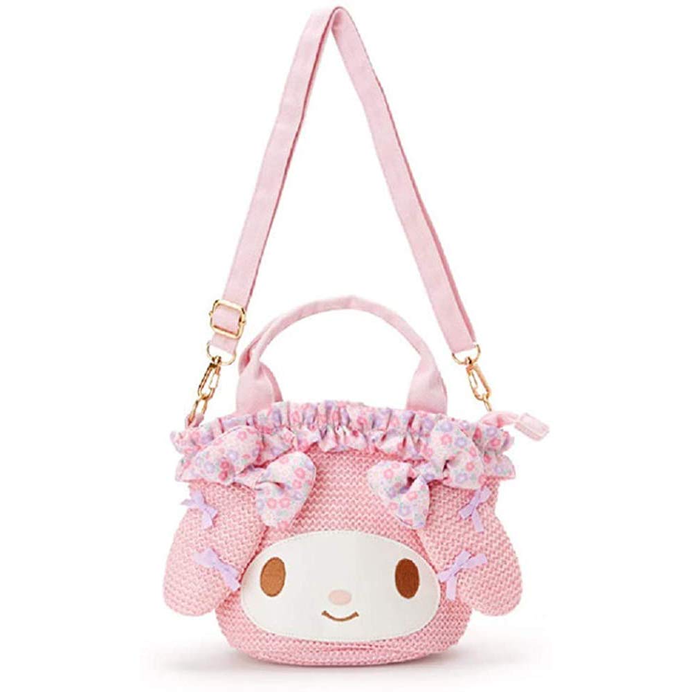 My Melody Bag, Hello Kitty Bag Cute Cartoon Figure Pink Shoulder Bag Woven Bag Anime Cosplay Doll Handbag for Girls Fans (D)