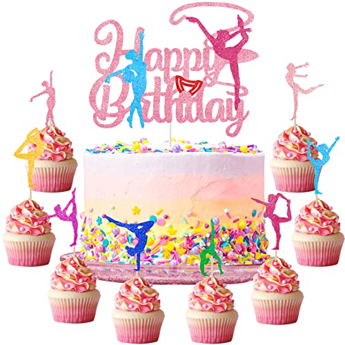 25 Piezas Gymnastik Decoracion Tarta Glitter Gymnastik Cupcake Toppers Adornos para Tartas con Gymnastik Cake Topper Gymnastik para Bodas, Novias, Baby Showers, Fiestas De Cumpleaños