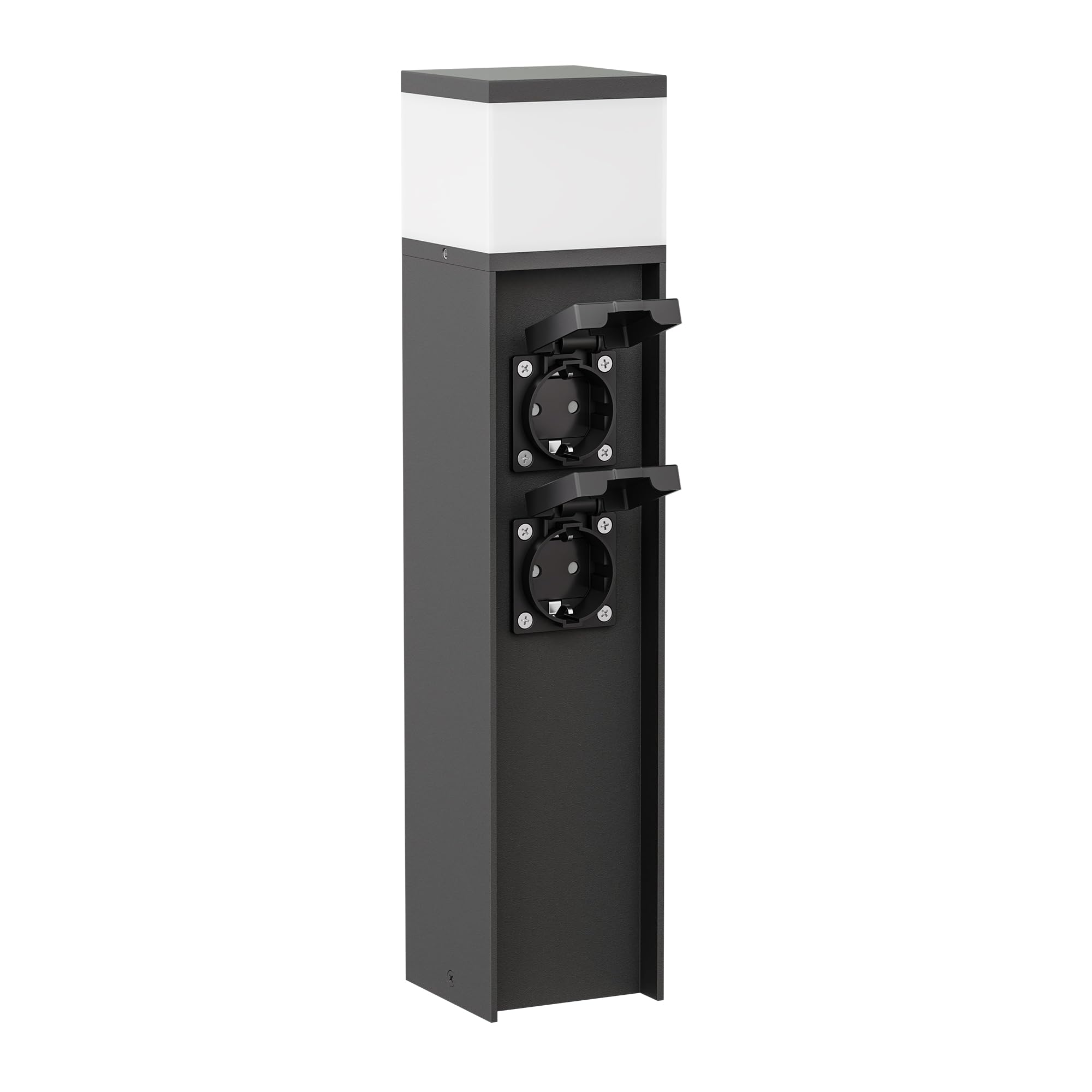 2 Pièces Lumière De Chemin/Borne D'éclairage PODEL Pour L' Extérieur, IP44, Smart Home, WLAN, Alexa, 39 Cm, Anthracite, 1x G9 Max. 10W, 2 Prises De Courant