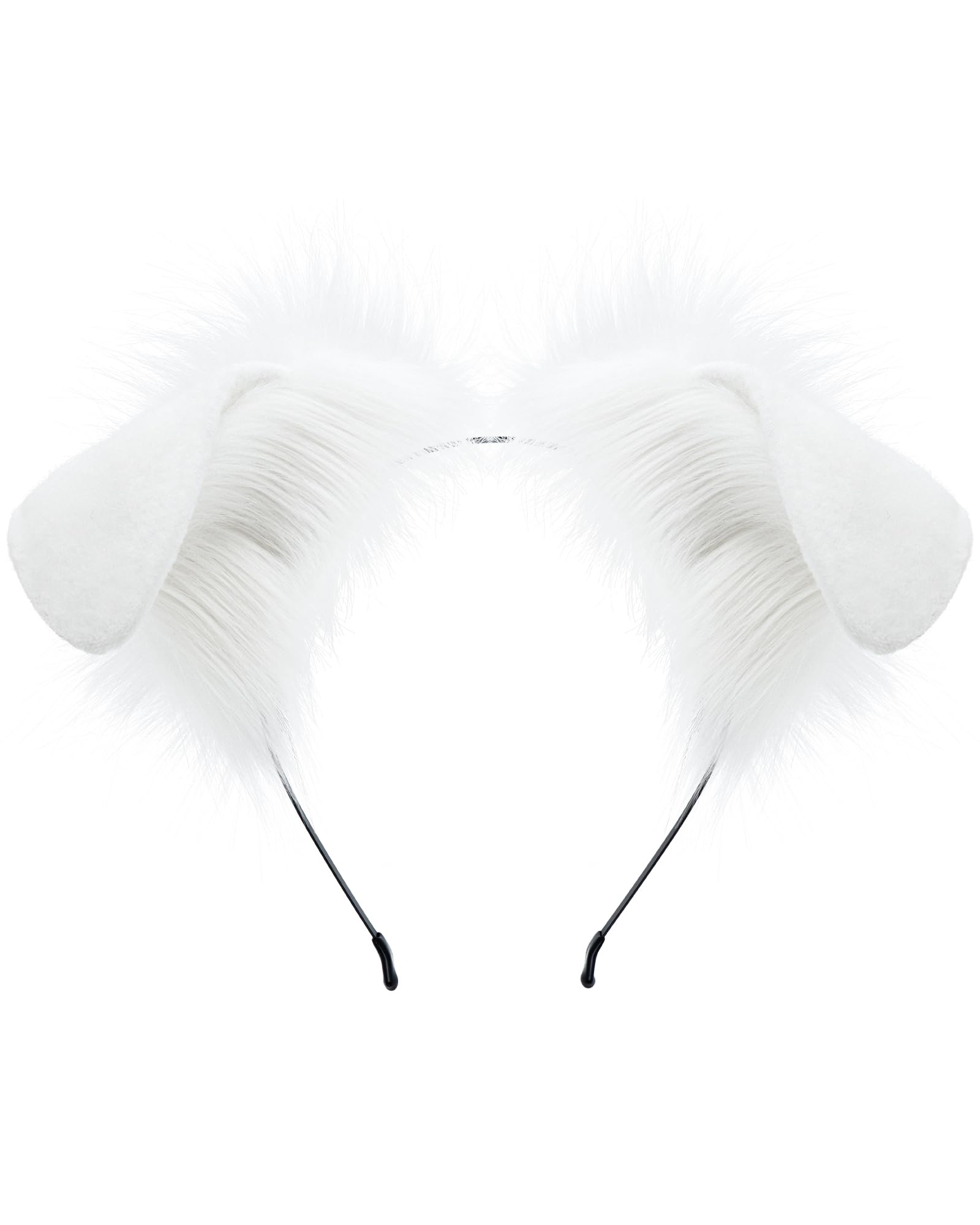 ZFKJERS Handmade Plush Ears Headwear Dalmatian Dog Ears Headband Cosplay Accessory for Halloween, Christmas (White)