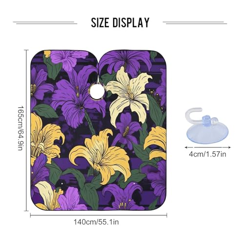 Capa para corte de cabello con fondo negro y flores, impermeable, profesional para barbería, con cierre ajustable de broche para estilismo y peluquería miniatura 3