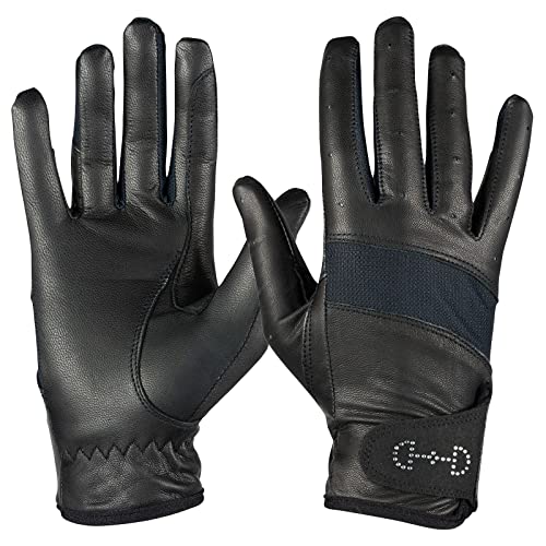 Gants cuir et mesh femme Horze noirs taille 9 pour l'équitation et le confort en été