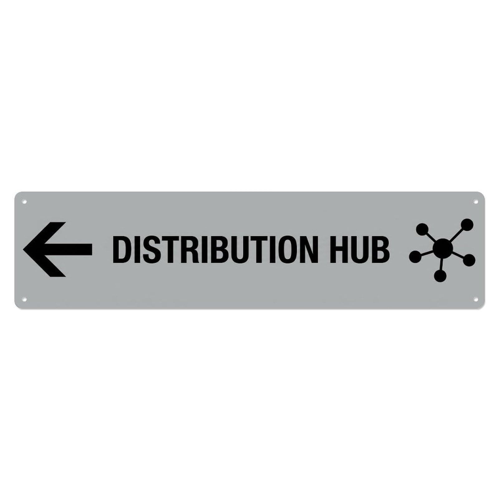 Okahys 4X16inch(10X40cm) Distribution Hub Left Wayfinding Metal Tin Sign