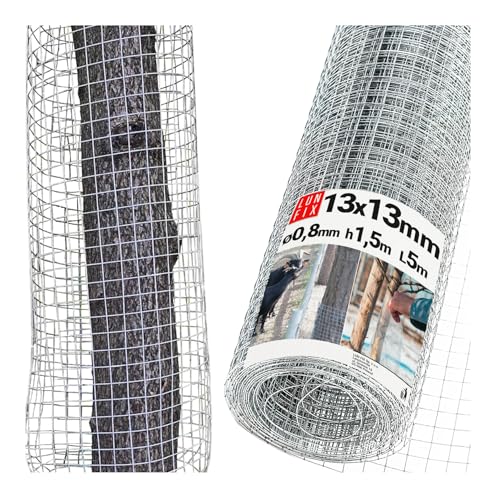 Lun Fix Filet de protection pour arbres 13×13 mm Maille Ø0,8 mm galvanisé Hauteur 1,5 m × 5 m Longueur – Grillage pour jardin, arbres fruitiers, arbustes, protection contre les animaux, protection