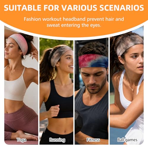 Image of 8PCS Summer-Exclusive Non Slip Sports Elastic Soft Running Fashion Headbands Absorb Sweat for Women & Men Working Out, Travel