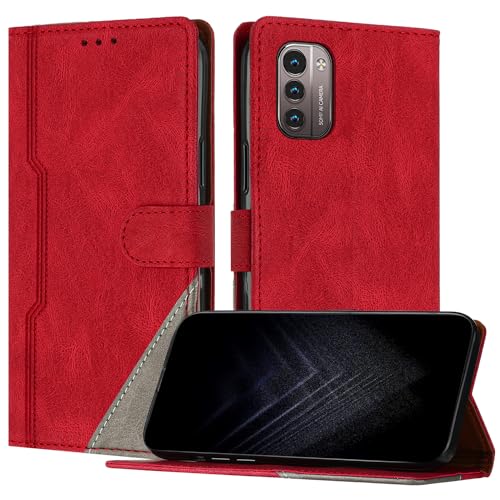 Netany Funda para Nokia G11/G21, Funda Libro de Cuero con Ranura Cierre Magnético Soporte Plegable Carcasa Protectora (Rojo)