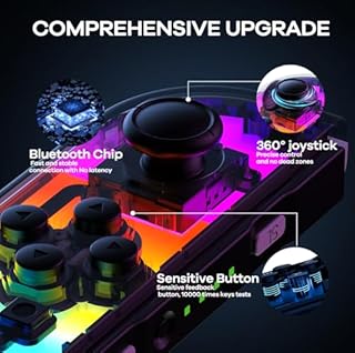 Pogriko Switch Controller, Wireless Controller für Switch/OLED/Lite mit RGB LED/6-Achsen/Vibration/Aufwachen