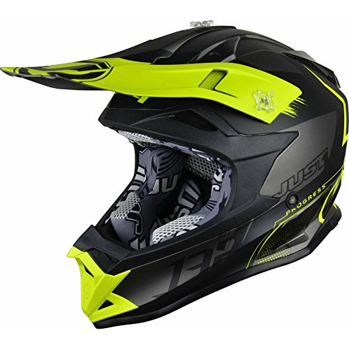 JUST1 Casco J32 Pro Kick, Giallo/Nero/Titanio, Taglia L
