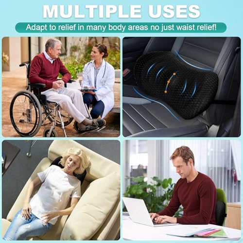 Rynvarl Ergonomisches Lendenkissen – orthopädische Rückenstütze aus Memory-Schaum – für Bürostuhl, Auto und Zuhause, atmungsaktiv und waschbar