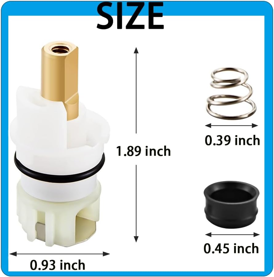 RP25513 Faucet Stem Assembly Kit Compatible with Delta Two Handle Faucet Repair Parts RP24096 Cartridge RP4993 Seats Springs RP24097 1/4 Turn Stop for Bathtub Shower Sink Bathroom Faucet