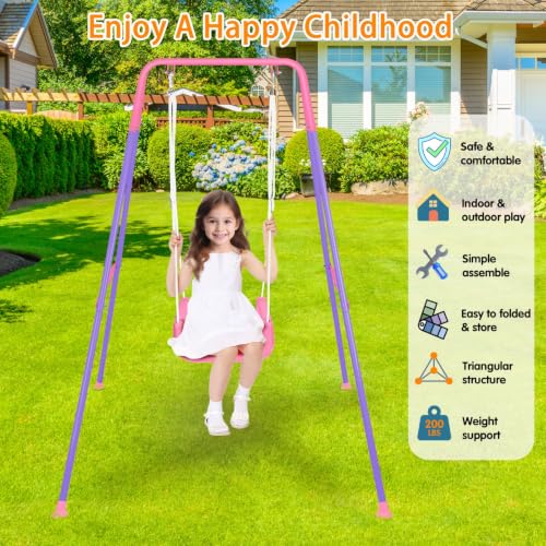 Image of 3-in-1 Toddler Swing Set, Foldable Baby Swing with Stand