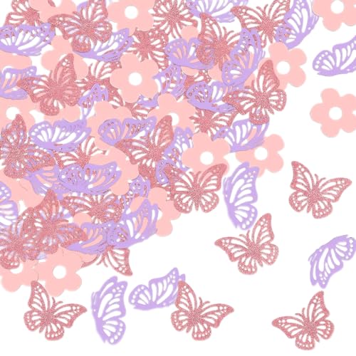 100 Stück Schmetterling Konfetti,Roségold Schmetterlinge Deko,Geburtstagsdeko Tisch,Konfetti Geburtstag,Tischdeko Hochzeit,Confetti Deko Rosegold,Streudeko Geburtstag für Geburtstagsfeiern,Hochzeiten