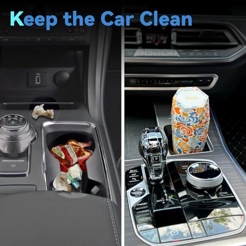 Image of SINSEN Trash Can for Car, Small Garbage Bin with Lid, Tarsh Cans for Cup Holder Home, Diamond Dustbin, Leakproof