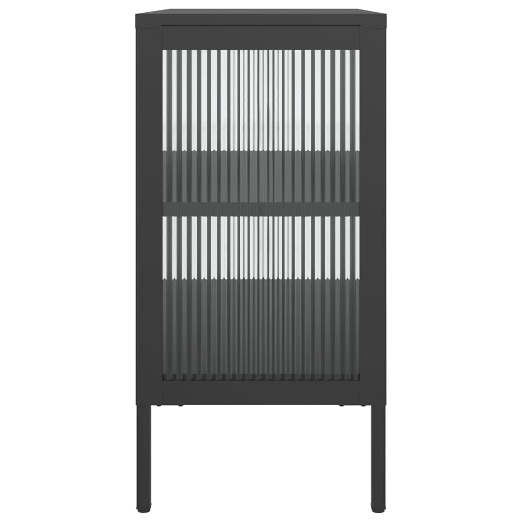 vidaXL Sideboard Schwarz 70x35x70 cm Glas und Stahl