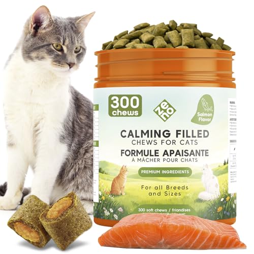 ZENO Hemp Calming Chews for Cats Anxiety 300 pcs - Feline Anxiety Relief with Melatonin - for...