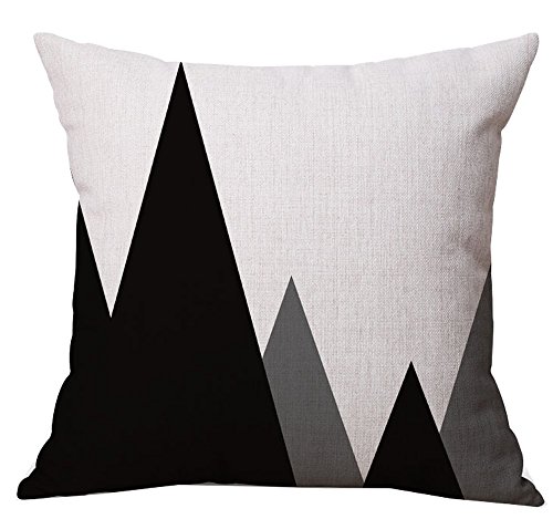 Modern Simple Geometric Style Soft Linen Burlap Square Throw Pillow Covers, 18 x 18 Inches, Pack of 4 (Black)