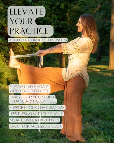 Khyote Yoga Strap With Loops - Stretching Strap, 100% Ultra-Soft Cotton, Made In Usa, Eco-Friendly, Physical Therapy Strap, Yoga Stretch Strap & Mat Carrier - 2 In 1 Versatile Design #TOP2