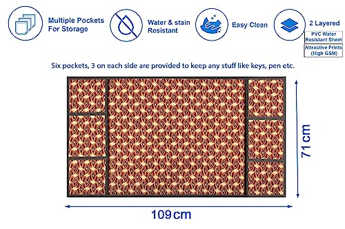 Image of The Furnishing Tree Fridge Top Cover Compatible for Samsung RR21C2F24UZ /HL, 189 LTR WxL 71x109 in CM Interlocked Ropes Pattern Brown