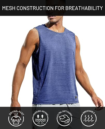 MIER Men’s Sleeveless Tank Top Dry Fit Workout Muscle Tee Shirt for Running Athletic Gym Sports Training, Moisture Wicking2