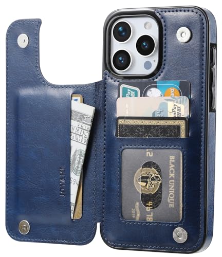 JOYAKI Wallet Case Compatible with iPhone 16 Pro Max 6.9”, Slim Protective case with Card Holder, PU Leather Kickstand Card Slots Case with Double Magnetic Clasp-Deep Blue - image 3