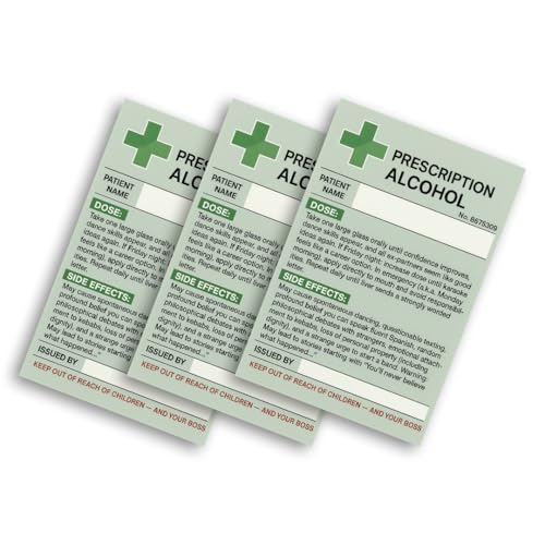 3 x Prescription Alcohol Wine Medical Bottle Gift Funny Drinks Sticker Label Fun Gifts for Women Men Teacher Get Well Soon Present Prosecco Gifts Birthday Dad and Mum. Secret Santa Christmas
