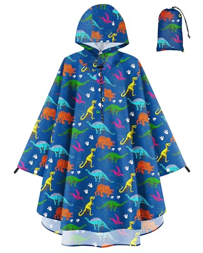 Image of OlyPegic Kids Rain Poncho with Hooded Reusable Waterproof Lightweight Ponchos Kids Boy Girl Raincoat Outwear