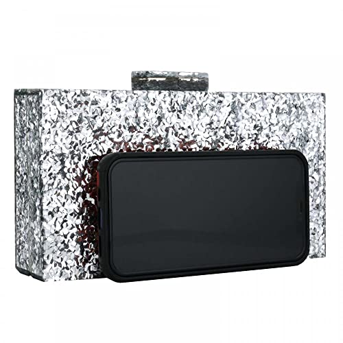 Image of Gets Acrylic Purses and Handbags for Women Multicolor Perspex Geometric Patterns Box Clutch Banquet Evening Crossbody Handbag