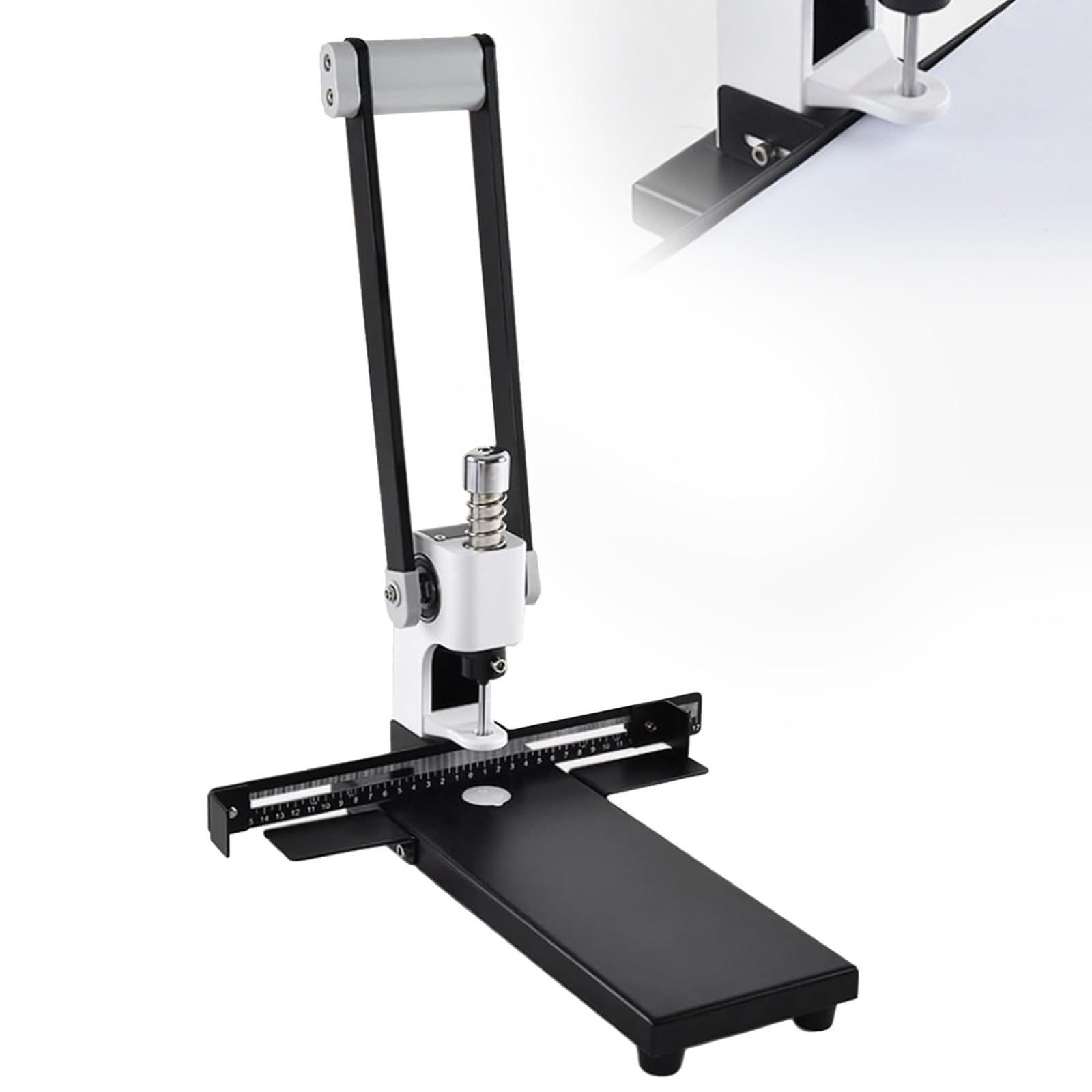 Perforatrice A Foro Singolo per Uso Intensivo, Perforatrice Manuale per Carta, capacità 300 Fogli, Margine Laterale Regolabile, con 4 Punte (4/5/6/7 Mm), Righello di Precisione E Contenitore