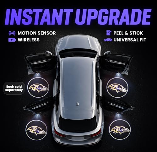 Image of LED Car Door Light - Officially Licensed NFL Wireless Projector - Show Your Team Pride - Battery Powered, Easy Install