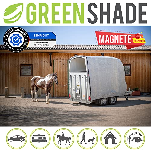 GREENSHADE Alunetz - XL 6x4m - 24qm - inkl. Magnet System - höchster Premium UV Sonnenschutz - Schattennetz Auto - Aluminet der effektive Hitzeschutz