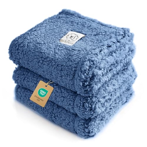 Image of Luciphia 1 Pack 3 Calming Dog Blanket Fluffy Premium Fleece Pet Blankets Soft Sherpa Throw for Dogs Puppy Cat Haze Blue Small (23 inch x16 inch)