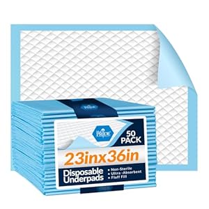 MED PRIDE Disposable Underpads 23” X 36” (50-Count) Incontinence Pads, Chux, Bed Covers, Puppy Training | Thick, Super Absorbent Protection for Kids, Adults, Elderly | Liquid, Urine, Accidents