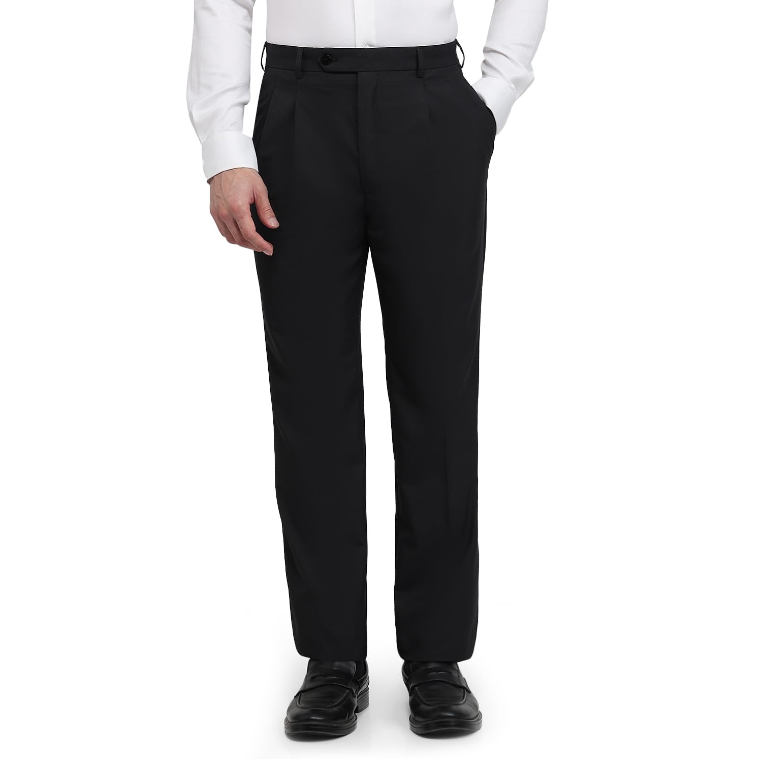 raymond Men Classic Fit Solid Pattern Polyester Blend Double Pleat Formal Trouser-picture-12