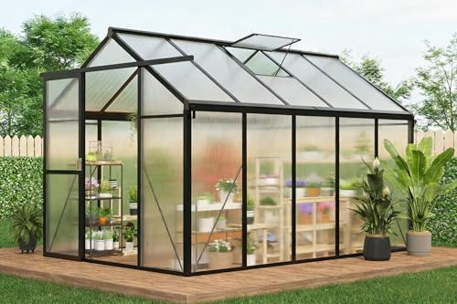 6x10 ft Outdoor Polycarbonate Greenhouse with Vent